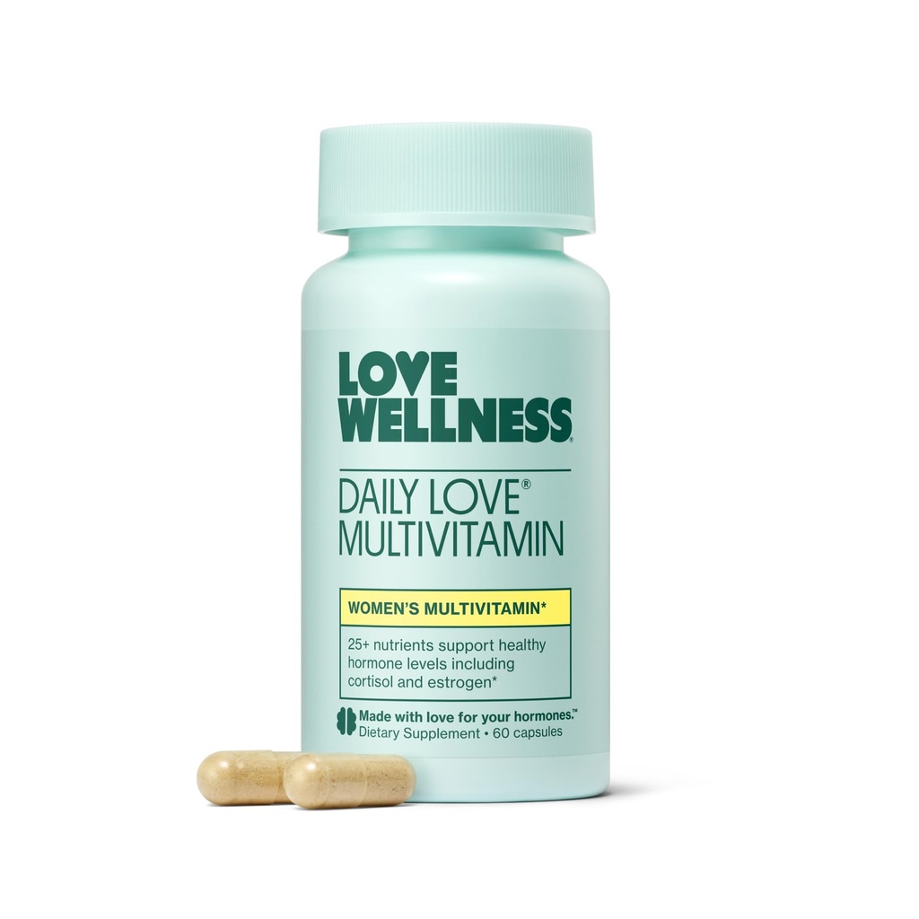 Love Wellness Daily Love Multivitamin for Women | Supports Energy, Cortisol, Immune Health, Stress Relief, & PMS | Complete with Vitamin D, C, Iron, Calcium, Zinc, & Biotin, Magnesium | 30-Day Supply