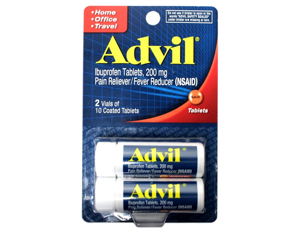 Advil Ibuprofen 化妆板,200mg, 10 Counters, (Pack of 2)