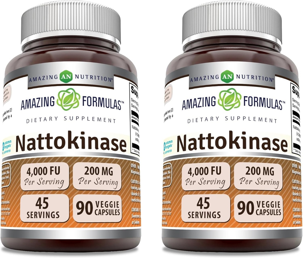 神奇的方程式 Nattokinase 饮食补充100 mg Veggie Capsules 补充 QQ 2000 FU Enzyme 活动 QQ Non-GMO QQ Gluten Free QQ 在美国制造 (90 Counter QQ 2 Pack)