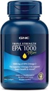 GNC 三强鱼油 EPA 1000 mini, 1000mg Omega 3, 迷你软胶, 支持眼, 大脑, 皮肤, 健康的三甘油酸盐, 心脏, 联合, 用于控制鱼y, 45种服务