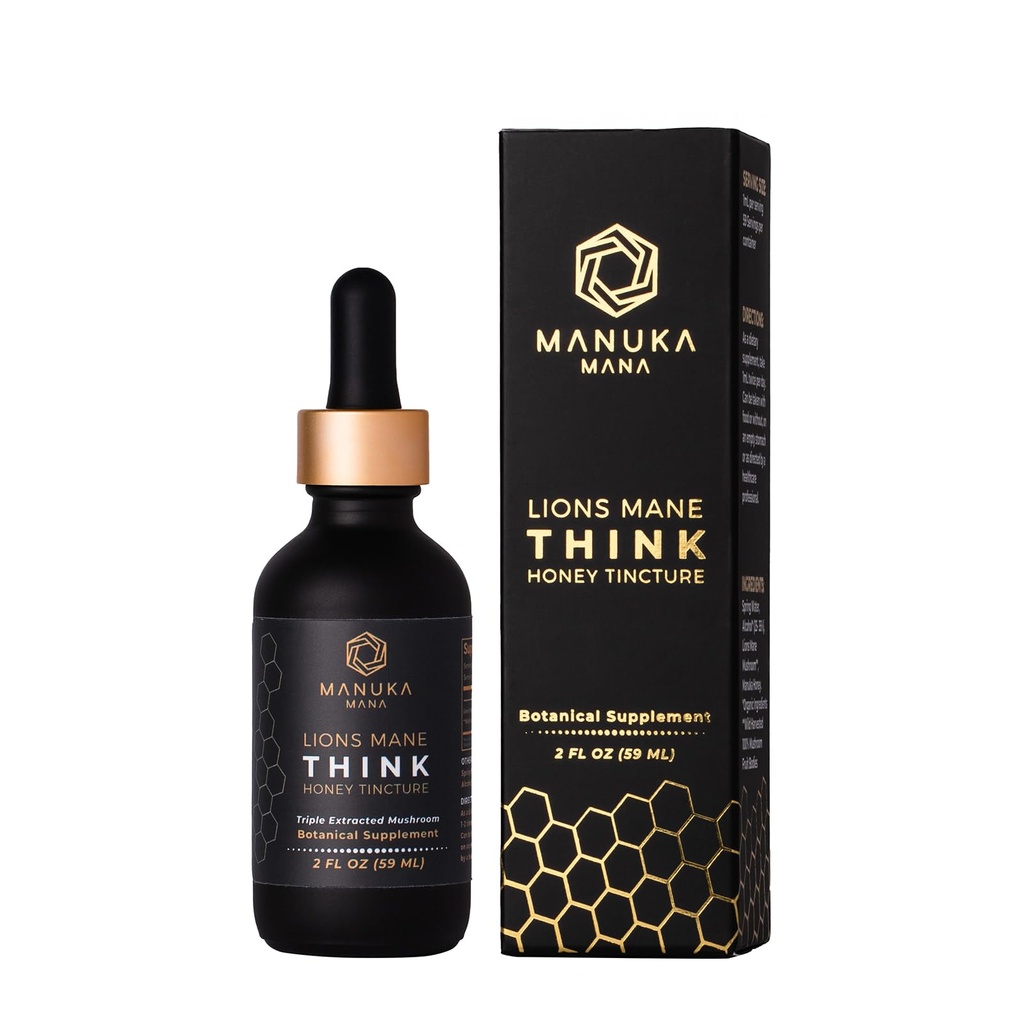 Lions Mane Think Honey Tincure USA 野生收获的狮子 Mane, 三重提取的Tincure, Manuka Honey (MGO 150+), 100%的水果制作体, 2 fl oz (60个服务)