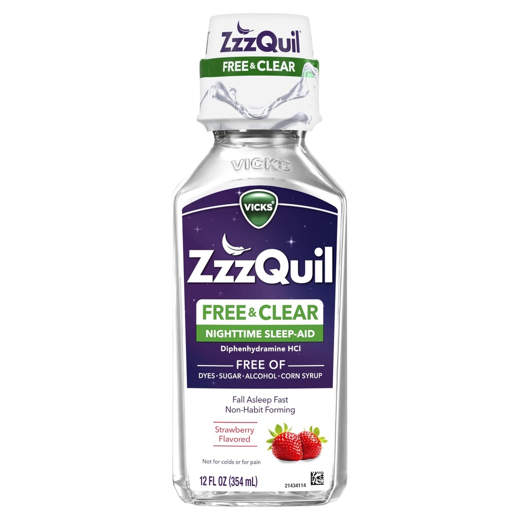 ZzzQuil,《夜间睡眠援助液体》,《酒精和人工Dyes的FREE》,50毫克二苯胺HCl,第1号《睡眠援助品牌》,《失眠快速》,《非哈比人成形》,《苏打贝里火焰》,12 FL OZ