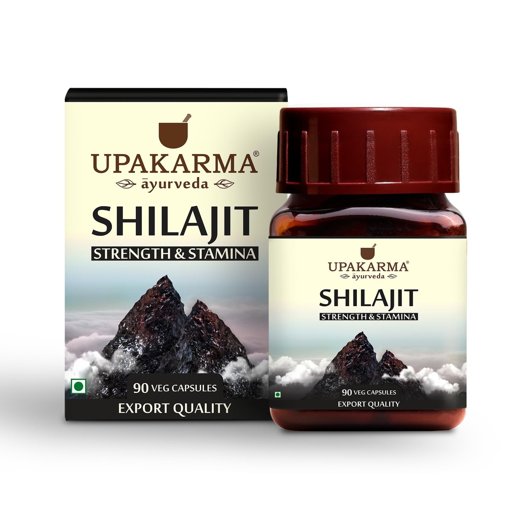 Upakalma Ayurveda 100% 纯 Shilajit 90 Capsules for power, Stamina, Immun Support, Fulvic Acid & Trace Minerals 天然来源 2 Capsule(每日剂量),45天供应 - 包装 1