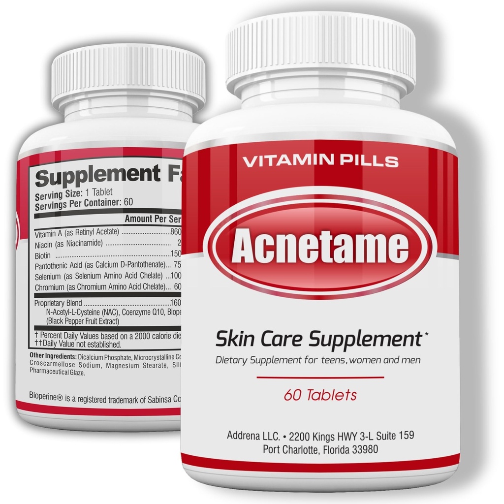 Acne Pills - Acne治疗的维生素补充剂 - Hormonal Cystic Pimples的自然清皮肤 - Olyy Skin Vitamins Pills for Women, Teen, Men, & Alts 60 片