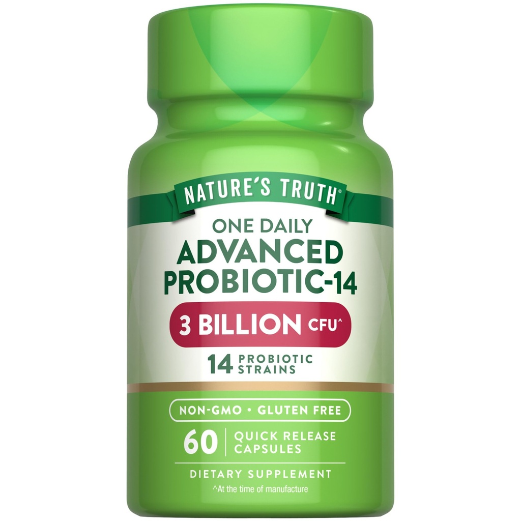 (原始内容存档于2018-09-21) (英语). Nature's Truth Prioules Capsules 3 Trillion CPU = 60 Counter = 男女配角 14 Strains = 14 Non-GMO & Gluten Free Supplement