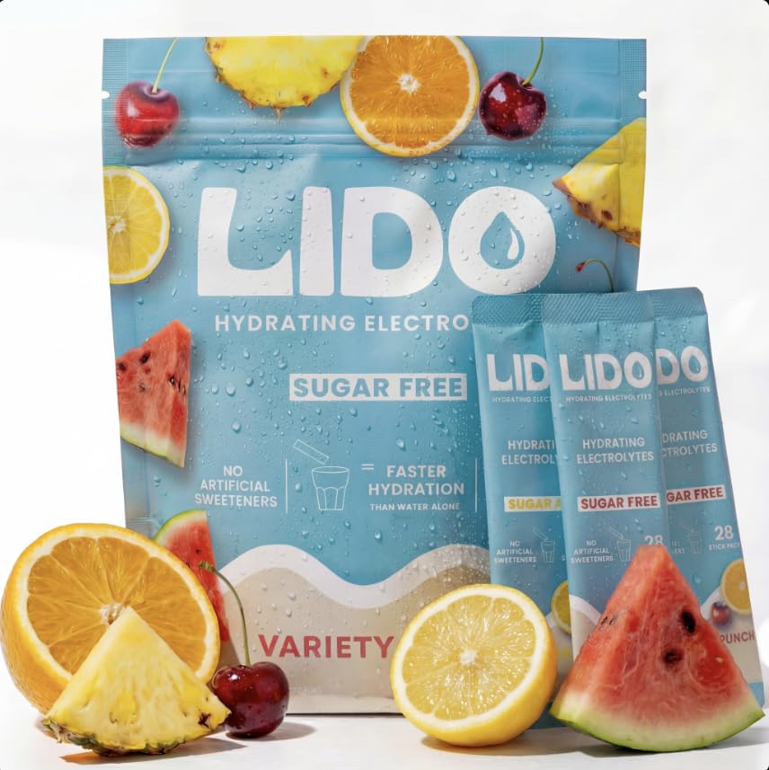 LIDO Various Pack Electrolyte Powder Packets – 清洁,零糖水分饮料混合 配有平衡钠用于快速补充 – Vegan, Paleo & Fasting Friendly – 28 棒