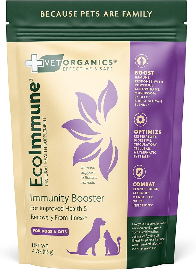 狗和猫的免疫系统支持补充. Natural, Virtual Infedients to support a Health Pet Imune System. 仅仅添加到宠物食品。 包装 May Vary. (4 oz).