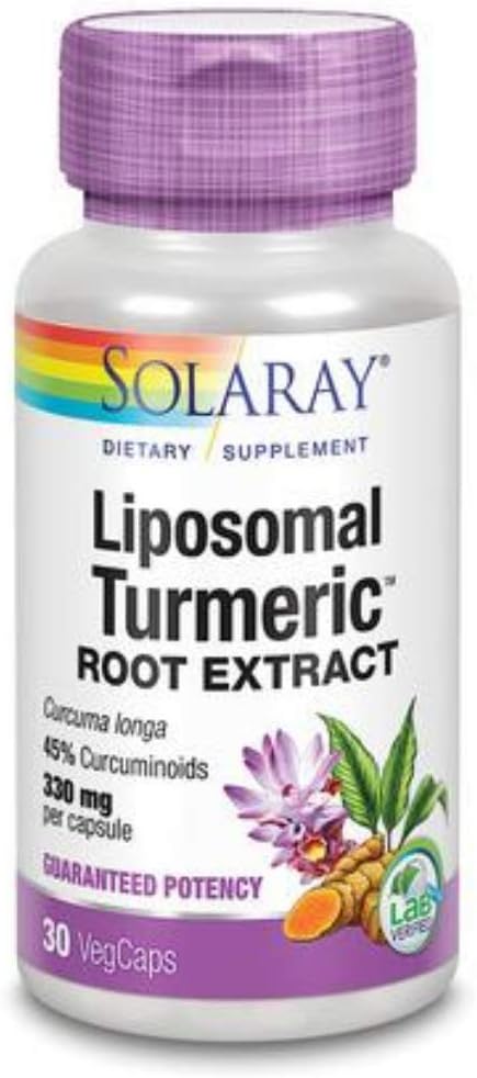 Sollaay 保证概率 Liposomal Turmeric root 提取非转基因生物, Veg Cap (Btl-Plastic) 330mg → 30ct