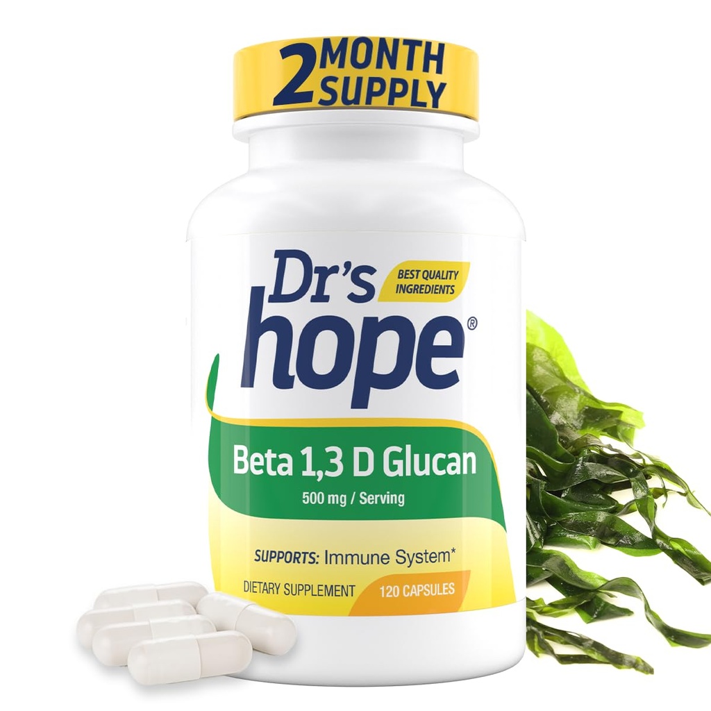 Beta 1,3D Glucan 500mg 120 Capsules, Beta Glucan Immune 支持补编 促进健康能源水平,增加代谢和良好的免疫系统支持,美国制造