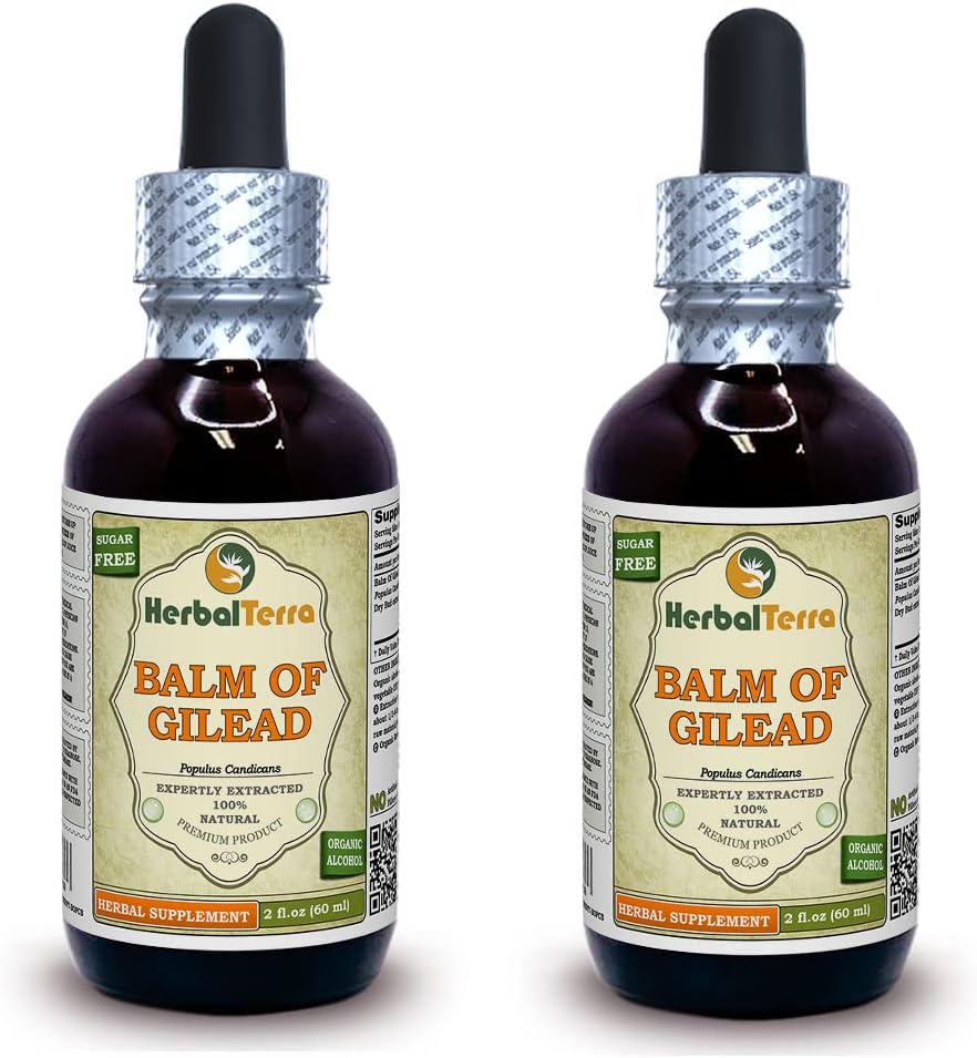 Balm Of Gilead (Populus candicans) 叮当,有机干芽液体提取物(Brand name:Herbalterra, 在美国骄傲制造) 2x2 fl.oz (2x60 ml)