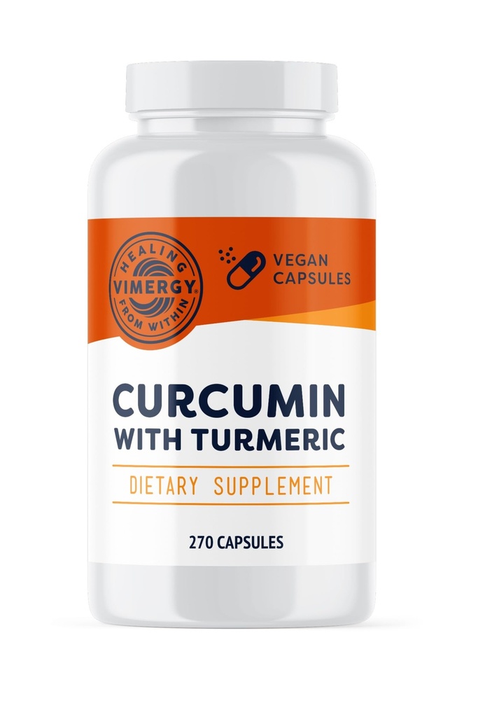 Vimergy Curcumin with Turmeric Capsules – 促进骨骼健康与移动* – 支持记忆与脑功能* – Kosher, Vegan & Gluten-free – (270 ct.)