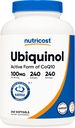 营养成本 Ubiquinol 软胶(100mg,240Softgels) - 高级吸收抗氧化剂 → 活性形式 CoQ10 - Gluten Free, 非GMO