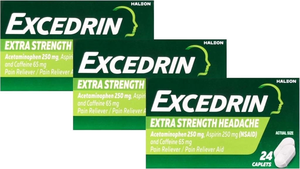 Excedrin 止痛药,超强24 Ea(3包)