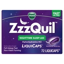 ZzzQuil Liquicap睡眠援助,二苯胺25mg HCl,成人睡眠援助,夜间睡眠援助,72 Liquicaps