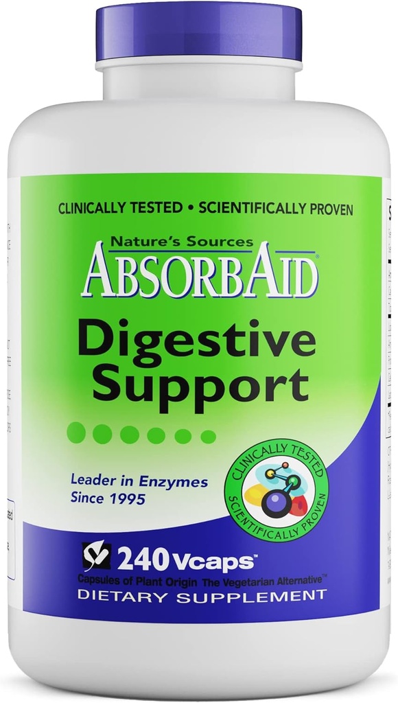 AbsorbAid 消化酶 240 v Caps, 证明可以将活性营养素吸收增加71%