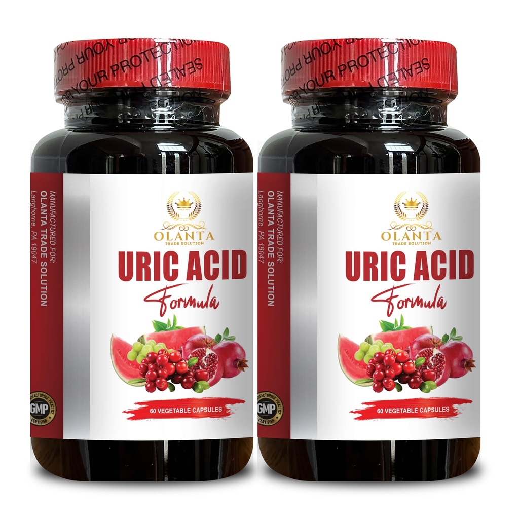 URIC酸 - 有机铀酸补充剂,配有Tart Cherry提取剂,Celery种子,Uric酸支持补充剂 Milk Tetle和Bromelain - 2瓶120卡普尔