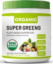 有机超级绿色超级食品粉末,含Spiruina & Chlorella 用于Gut健康,支持豁免,消化健康,自然能源,Probiotic,抗氧化剂,消化酶,(300grs)