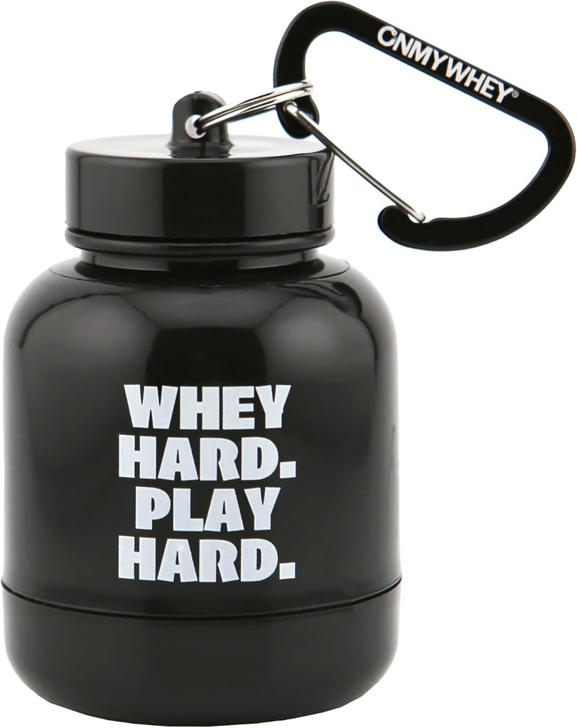 ONMYWHEY - 蛋白质粉末和补充漏斗键链,可移植到健身、健身、健身、旅行的容器 - TSA批准,Whey Hard Play Hard