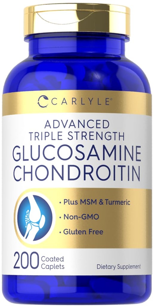 Carlyle Glucosamine Chondroitin MSM Turmeric → 4050 mg → 200 Count → 高级三重力量补充 → 非GMO & Gluten Free