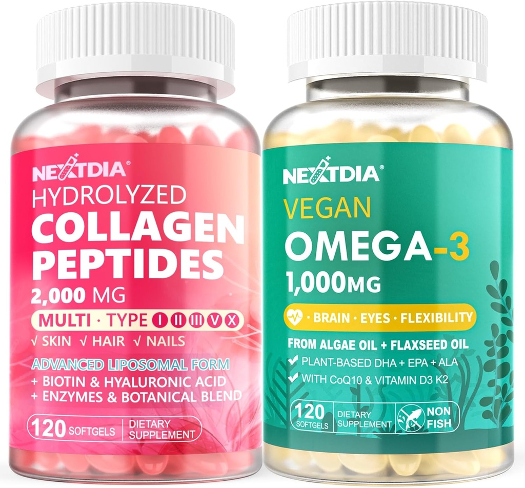 含维生素D3 K2的水解凝胶药丸 + Vegan Omega 3