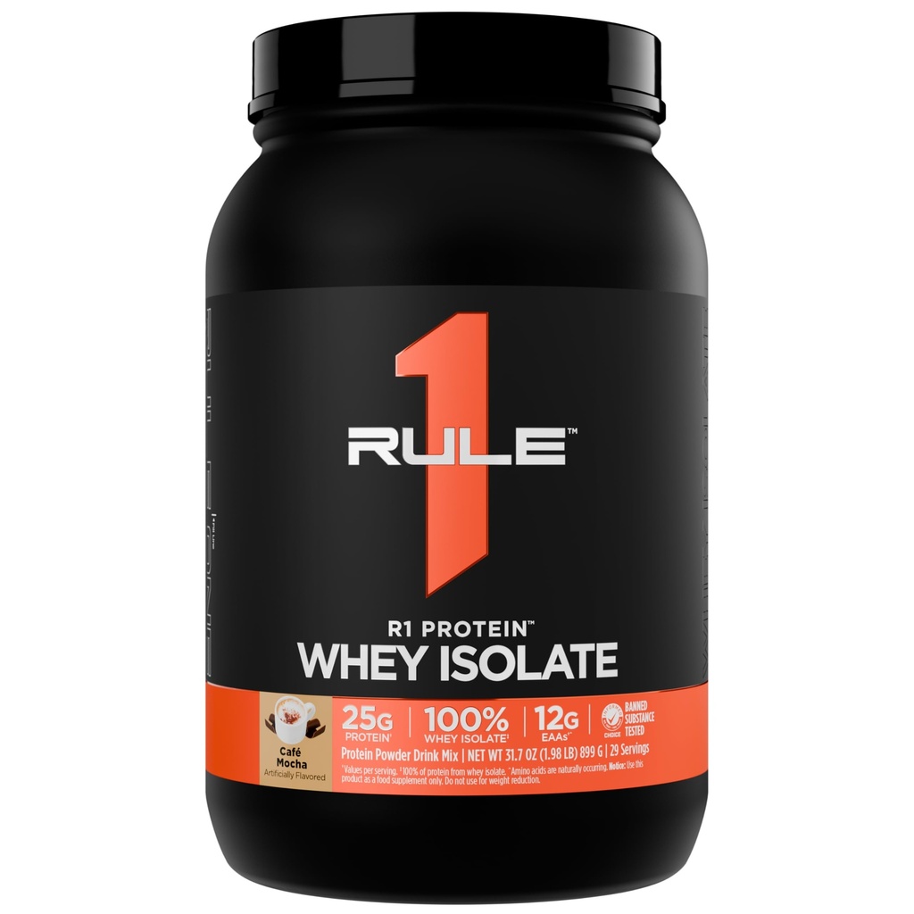 规则1 R1蛋白质 Whey Isolate - 有25g蛋白 & 6g BCAA 单自孤立和水解源进行劳动回收(2英镑*,Café Mocha)
