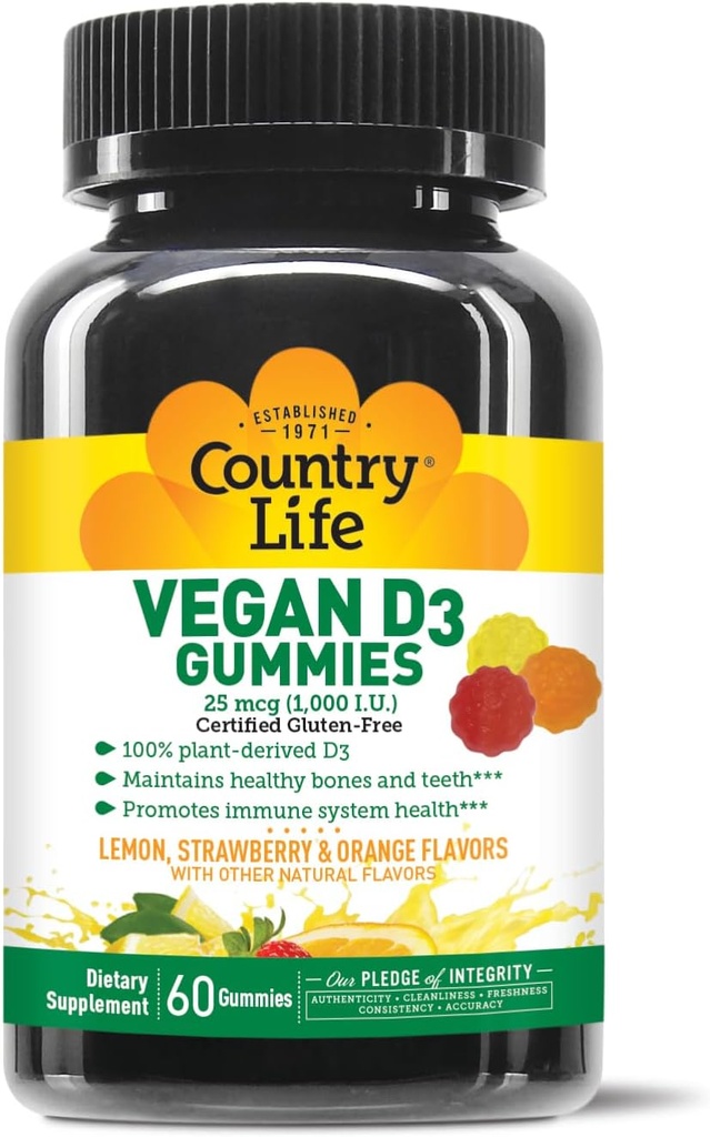 国家生活 Vegan D3 Gummys, 60 个伯爵