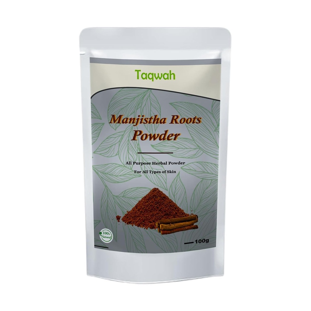 Manjistha Powder- Rubia Cordifolia for Face, Hair, & Skin Care | Cleanes & Purifies, Glowing Skin Tone | Use as Face Mask, Exfoliating Scrub (100g)