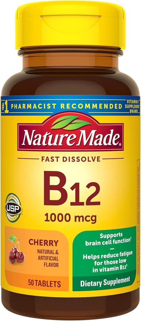 自然制作维生素B-12 1000 MCG 亚语言,50 计数(3包)