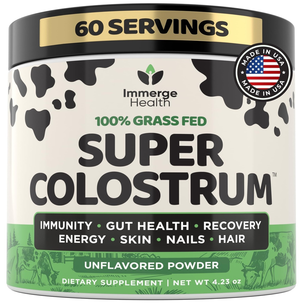 超级Colostrum Grass Fed Bovine Colostrum Powder for Bloating, Immune, Energy, Gut Health, Skin and Nails Colostrum Supplement 50% IgG Cow Colostrum for Humans 50% IgG Colostrum for Superfood for Man and Men
