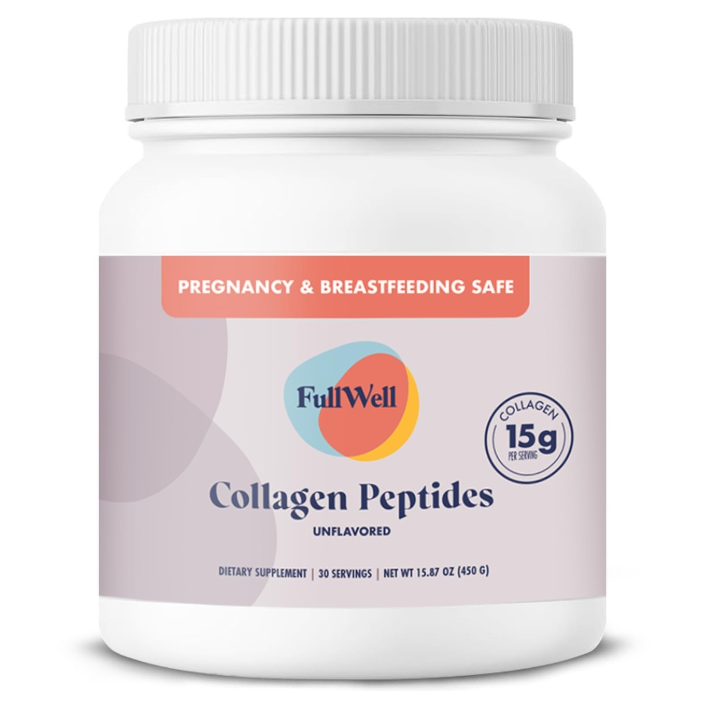 FullWell Unflavored Collagen Peptides Powder - Grass-Fed Bovine Collagen for Skin Health - Tissue Elasticity Support - Pregnancy & Breastfeeding-Safe - Reproductive Health Aid - 15.87 oz (30 Servings)