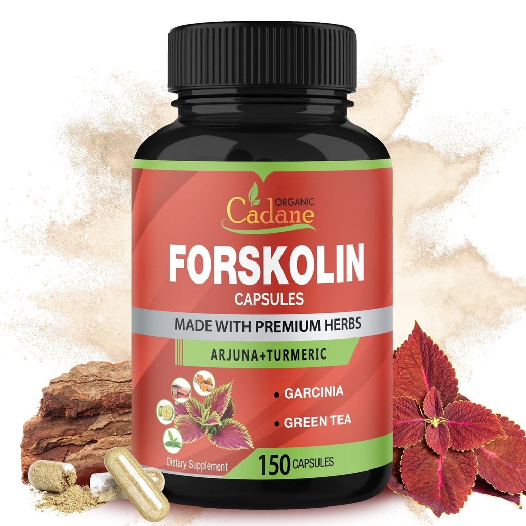 Cadane Forskolin 有机卡普尔补充剂 -- -- 5in1 以Turmeric Curcumin、Arjuna、Garcinia Cambogia和绿茶为重点 -- -- 150个卡普尔5个月的供应