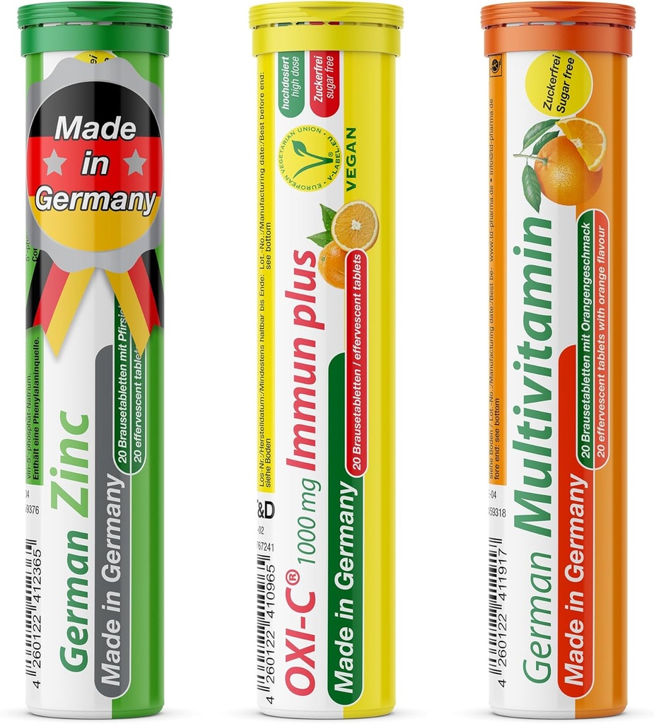 T&D 德国免疫靴包 60 服务 - Vegan, 零糖 - 饮料 Effervescent 片 - 维生素 C, 锌, 多维他命药 - 德国制造