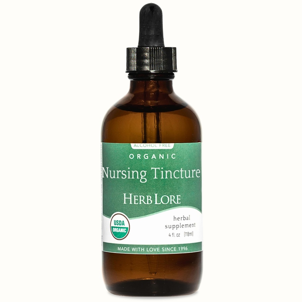 Herb Lore Organic Nursing Tincture – Liquid Lactation Support Drops to Increase Breast Milk Supply with Moringa and Fennel – Fenugreek-Free Breastfeeding Supplement (4 fl oz)