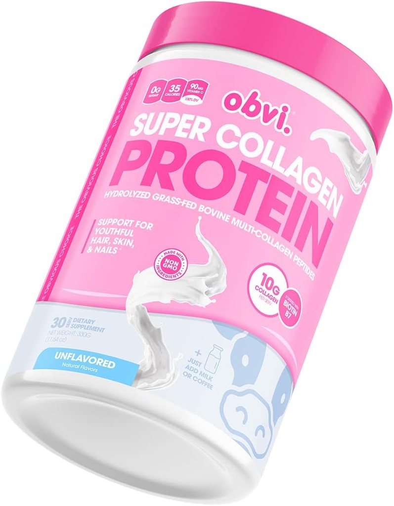 Obvi Collagen Peptides,蛋白粉,Keto,Gluten和乳制品自由,水解草-Fed Bovine Collagen Peptides,支持古特健康,健康发型,皮肤,钉子(不易)