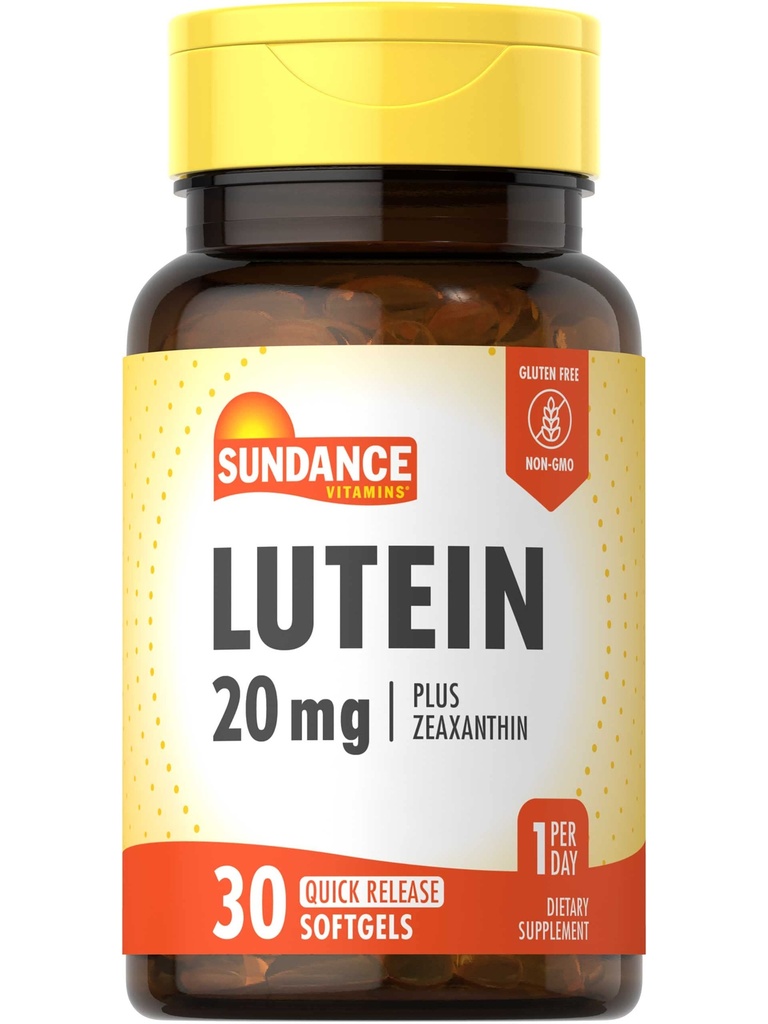 Sundance Lutein 20mg + 30 Softgels + 与 Zeaxanthin → Non-GMO 和 Gluten 免费补充