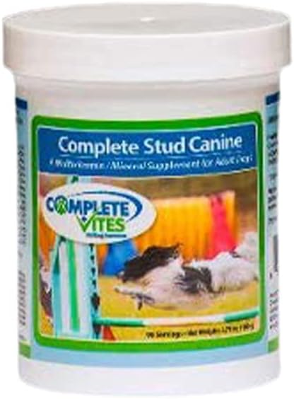 完成 Stud Canine – Vitamin & Mineral suppose for breed Stud Dogs - (<20lbs) - 48 营养素 - 改进Sperm/育种潜力** 奥米加脂肪酸,氨基酸,消化酶+105克以上