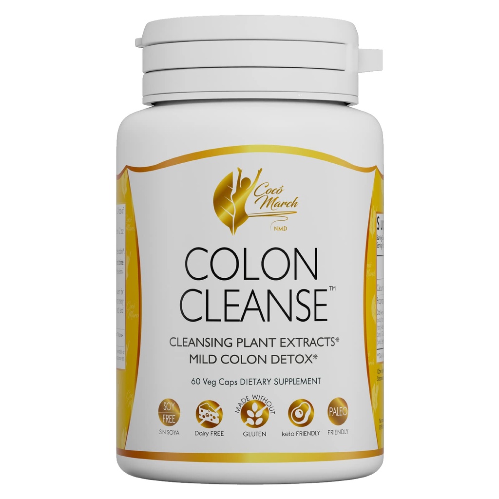 Cocó March N.M.D Colon Cleanse - 饮食补充品,清洁植物提取品,Mild Colon Cleanse - Gluten Free,乳品自由,Soy Free,Keto Friendly,Paleo Friendly,60 Veg Caps - 15 服务品