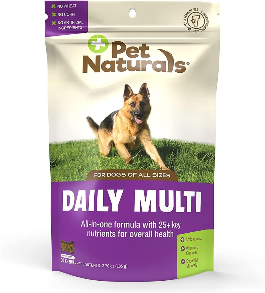 Pet Naturals Daily Multivitamin for Dogs, Veggie Flavor, 30 Chews - 含氨基酸的美味Chews, 以及抗氧化剂 - 支持能量,元磁函数和宠物健康