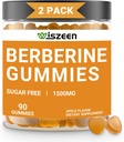 2 Pack Berberine Gummys, Sugar Free Berberine Supplement 1500mg 与锡兰肉桂, Berberine Gummy 成人配料