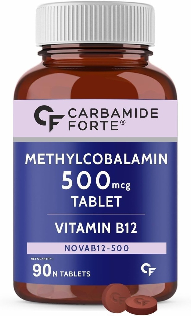 普通提高.维生素B12片500mcg-甲基Cobalamin B12活性形态 男女补充剂-90 Veg片,Nautral