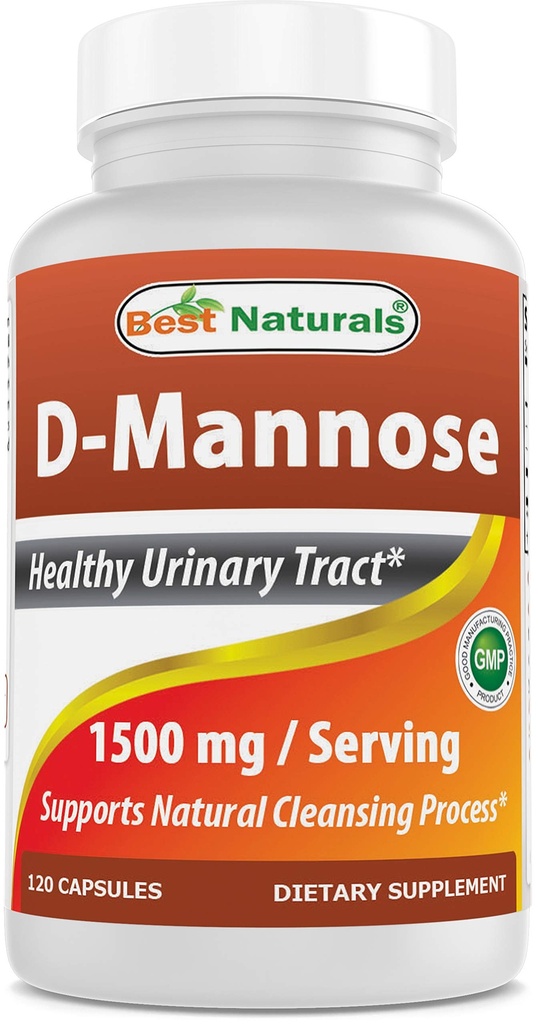 Best Naturals D-Mannose Capsules - 尿液Tract Cleanse 补充 1500 mg/Serving - 120 计数