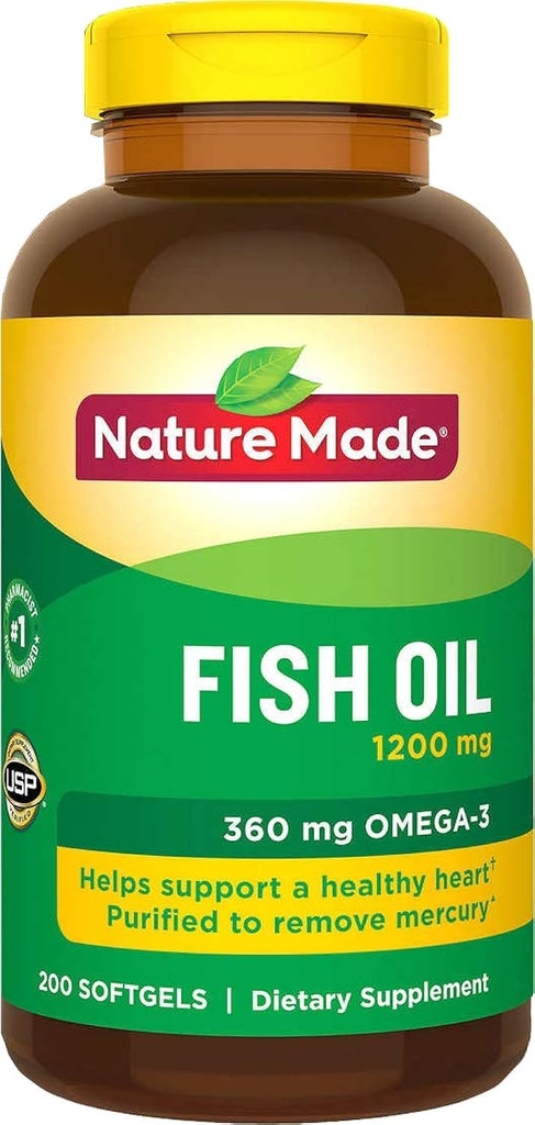 天然制鱼油 1200 Mg(360 Mg Omega-3) 200 液体软胶
