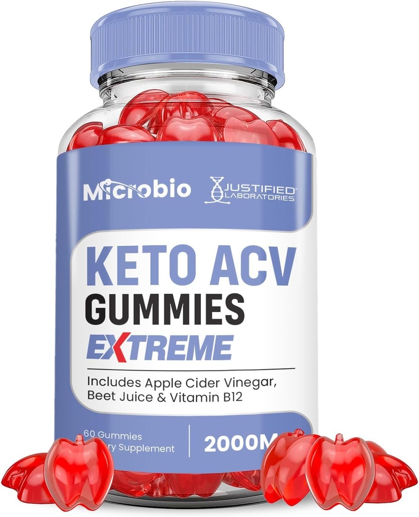 合理实验室 Microbio Keto ACV Gummys Extreme 2000MG Micro Bio Keto Gummys 苹果苹果苹果醋 配有石榴蜂蜜汁粉 B12 Vegan Non GMO 60 Gummys