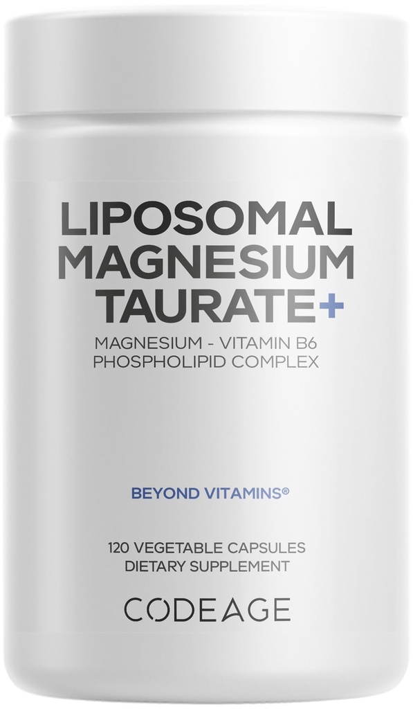 编码 Liposomal Magnesium Taurate+ 补充- Magnesium Taurate, 维生素B6 作为 Pyridoxal 5- Phosphate, 2- Month 供应- Liposomal 交付, Vegan, 非 GMO, Gluten- Free, 120 盖