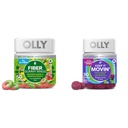 OLLY Fiber Gummy Rings, 5g Prebiotic Fiber, FOS (Fructo-oligosaccharides), 消化支持, Berry Melon 50ct & 保持它移动便秘救济, Rhubarb, Prunes, Amla - Plum Berry Flavor - 30ct