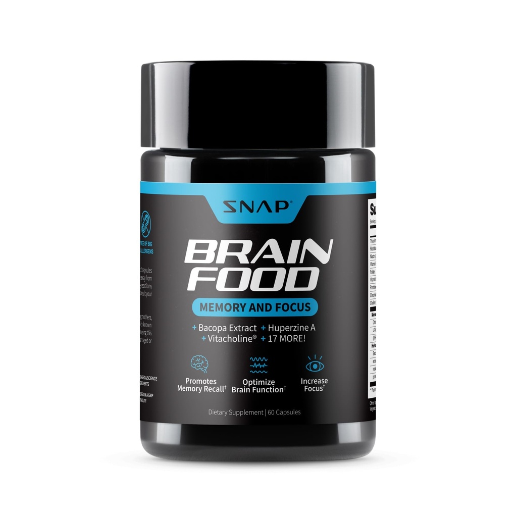 Snap 补充 大脑助推 诺特罗普学 补充 记忆、焦点和清晰 , Bacopa 提取 , Ginkgo Biloba, 60 Capsules
