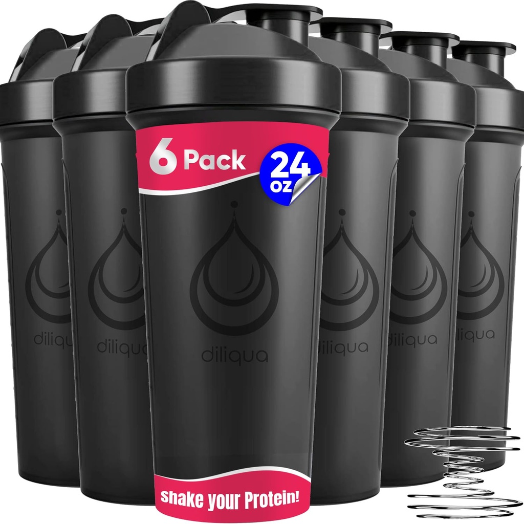 6 PACK 摇摆瓶 带线的摇摆瓶 蛋白质混合剂 | 防滑剂 摇摆瓶 | BPA- Free & Dishwasher Safe | 6 24 oz摇摆瓶 | 摇摆杯