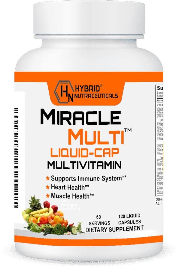 奇异多液体多维特敏卡普尔(Multivitamin Capsules for Men and Women) - 完整的全食品混合日用维生素和矿物补充剂,配有CoQ10,B12,42超食品酶 - 120软胶