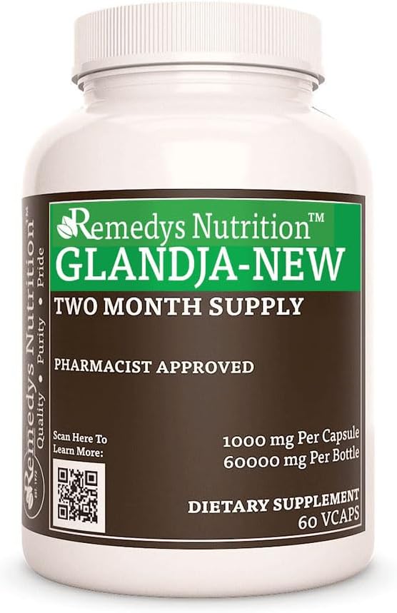 补救措施 GlandJa-New 1000 mg, 60 Vegan Capsules 专有草药营养补充剂