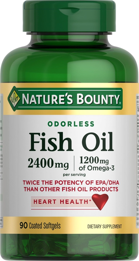 自然无肉鱼油,每服1200mg Omega-3,包括EPA & DHA,支持心脏健康,纯洁除汞,软胶,无胶壳鱼,90Ct